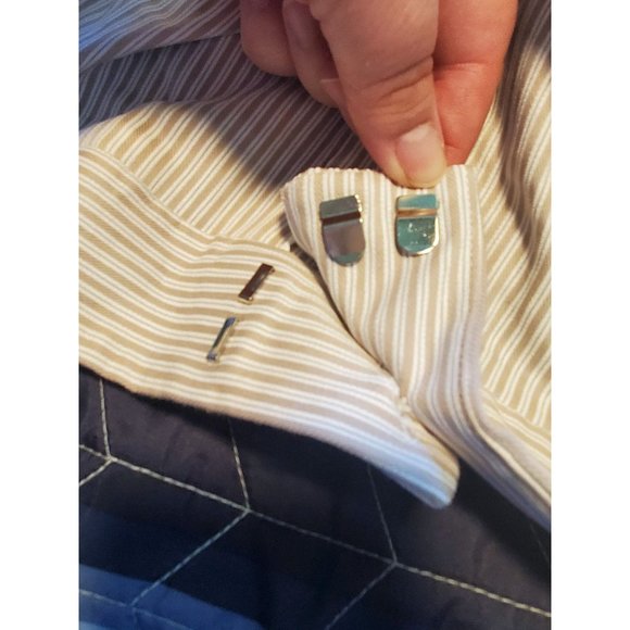 NWT LANE BRYANT Women's Plus Lightweight Trousers Tan/White Stripe Career Sz 28 - Picture 5 of 11